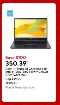 Staples Acer 14 Rugged Chromebook - Intel N100/128GB eMMC/8GB RAM/Chrome OS with 3 months of Gemini Advanced offer