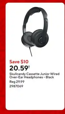 Staples Skullcandy Cassette Junior Wired Over-Ear Headphones - Black offer