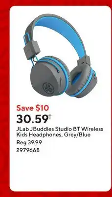 Staples JLab JBuddies Studio BT Wireless Kids Headphones, Grey/Blue offer