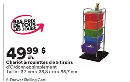 Michaels Chariot à roulettes de 5 tiroirs d'Ordonnez simplement offer