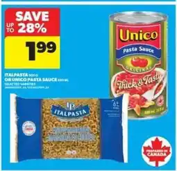 Real Canadian Superstore Italpasta or Unico Pasta Sauce offer