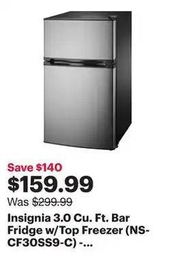 Best Buy Insignia 3.0 Cu. Ft. Bar Fridge w/Top Freezer (NS-CF30SS9-C) - Grey/Black - Only at Best Buy offer