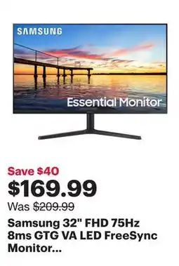 Best Buy Samsung 32 FHD 75Hz 8ms GTG VA LED FreeSync Monitor (LS32B300NWNXGO) - Black offer