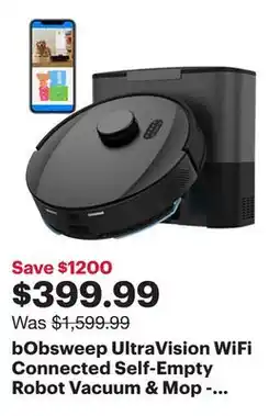 Best Buy bObsweep UltraVision WiFi Connected Self-Empty Robot Vacuum & Mop - Carbon Steel - Only at Best Buy offer