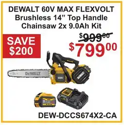 Atlas Tools & Machinery DEWALT 60V MAX FLEXVOLT Brushless 14 Top Handle Chainsaw 2x 9.0Ah Kit offer