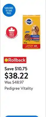 Walmart Pedigree Vitality offer