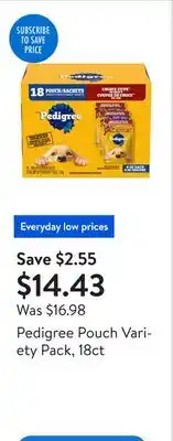 Walmart Pedigree Pouch Variety Pack, 18ct offer