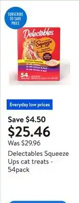 Walmart Delectables Squeeze Ups cat treats - 54pack offer