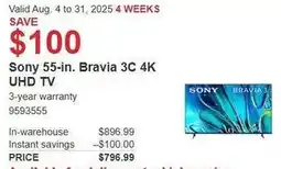 Costco Sony Bravia 3C 4K offer