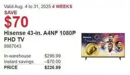 Costco Hisense 43-in. A4NF 1080P FHD TV offer