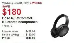 Costco Bose QuietComfort Bluetooth headphones offer