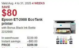 Costco Epson ET-2988 Eco Tank printer offer