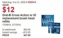 Costco Oral-B Cross Action or iO replacement brush head refills offer