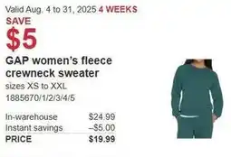 Costco GAP women's fleece crewneck sweater offer