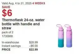 Costco Thermoflask water bottle with handle and straw offer