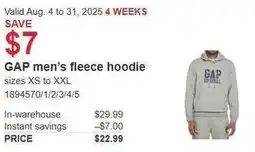 Costco GAP men's fleece hoodie offer