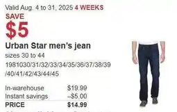 Costco Urban Star men's jean offer