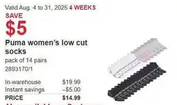 Costco Puma women's low cut socks offer