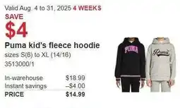 Costco Puma kid's fleece hoodie offer