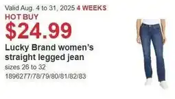 Costco Lucky brand women's straight legged jean offer