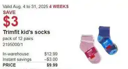 Costco Trimfit kid's socks offer