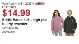Costco Eddie Bauer kid's high-pile full zip sweater offer