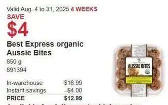 Costco Best Express organic Aussie Bites offer