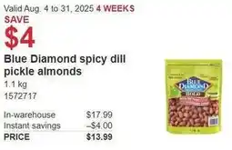 Costco Blue Diamond spicy dill pickle almonds offer
