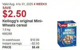 Costco Kellogg's original mini wheats cereal offer