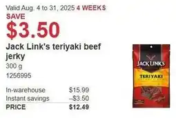 Costco Jack Link's teriyaki beef jerky offer