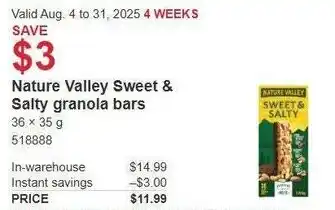 Costco Nature Valley Sweet & Salty granola bars offer