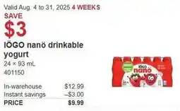 Costco IÖGO nanö drinkable yogurt offer