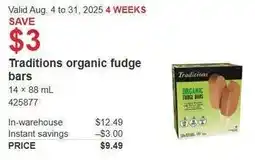 Costco Traditions organic fudge bars offer