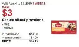 Costco Saputo sliced provolone offer
