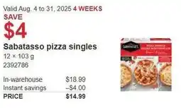 Costco Sabatasso pizza singles offer