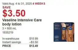 Costco Vaseline intensive care body lotion offer