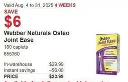 Costco Webber Naturals Osteo Joint Ease offer
