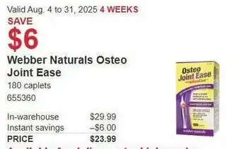 Costco Webber Naturals Osteo Joint Ease offer