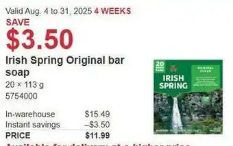 Costco Irish Spring Original bar soap offer