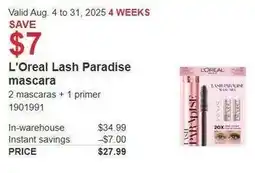 Costco L'Oreal Lash Paradise mascara offer