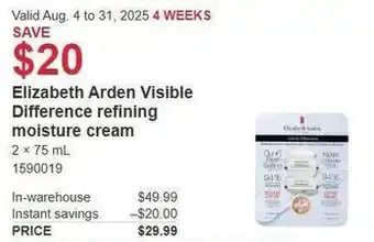Costco Elizabeth Arden Visible Difference refining moisture cream offer