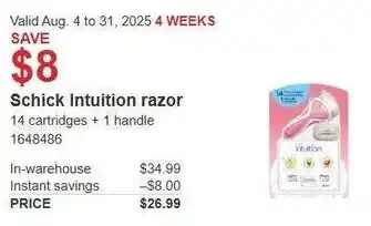 Costco Schick Intuition razor offer
