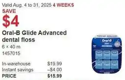 Costco Oral-B Glide Advanced dental floss offer