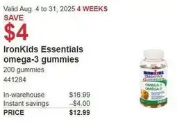 Costco IronKids Essentials omega-3 gummies offer
