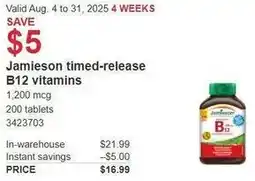 Costco Jamieson timed-release B12 vitamins offer