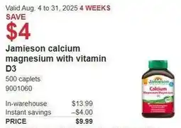 Costco Jamieson calcium magnesium with vitamin D3 offer
