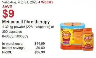 Costco Metamucil fibre therapy offer