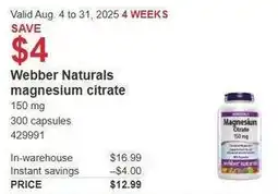 Costco Webber naturals magnesium citrate offer