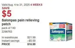 Costco Salonpas pain relieving patch offer