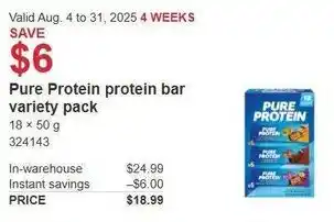 Costco Pure Protein protein bar variety pack offer